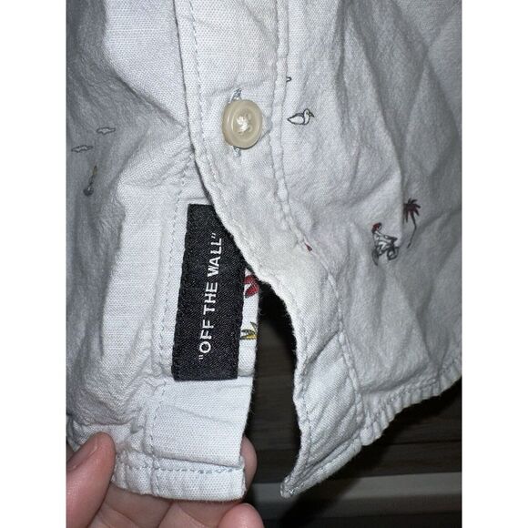 Vans Men L  Blue  Button Front Short  Sleeve Shirt Outdoor Beach Print Surfer #B - Picture 4 of 7